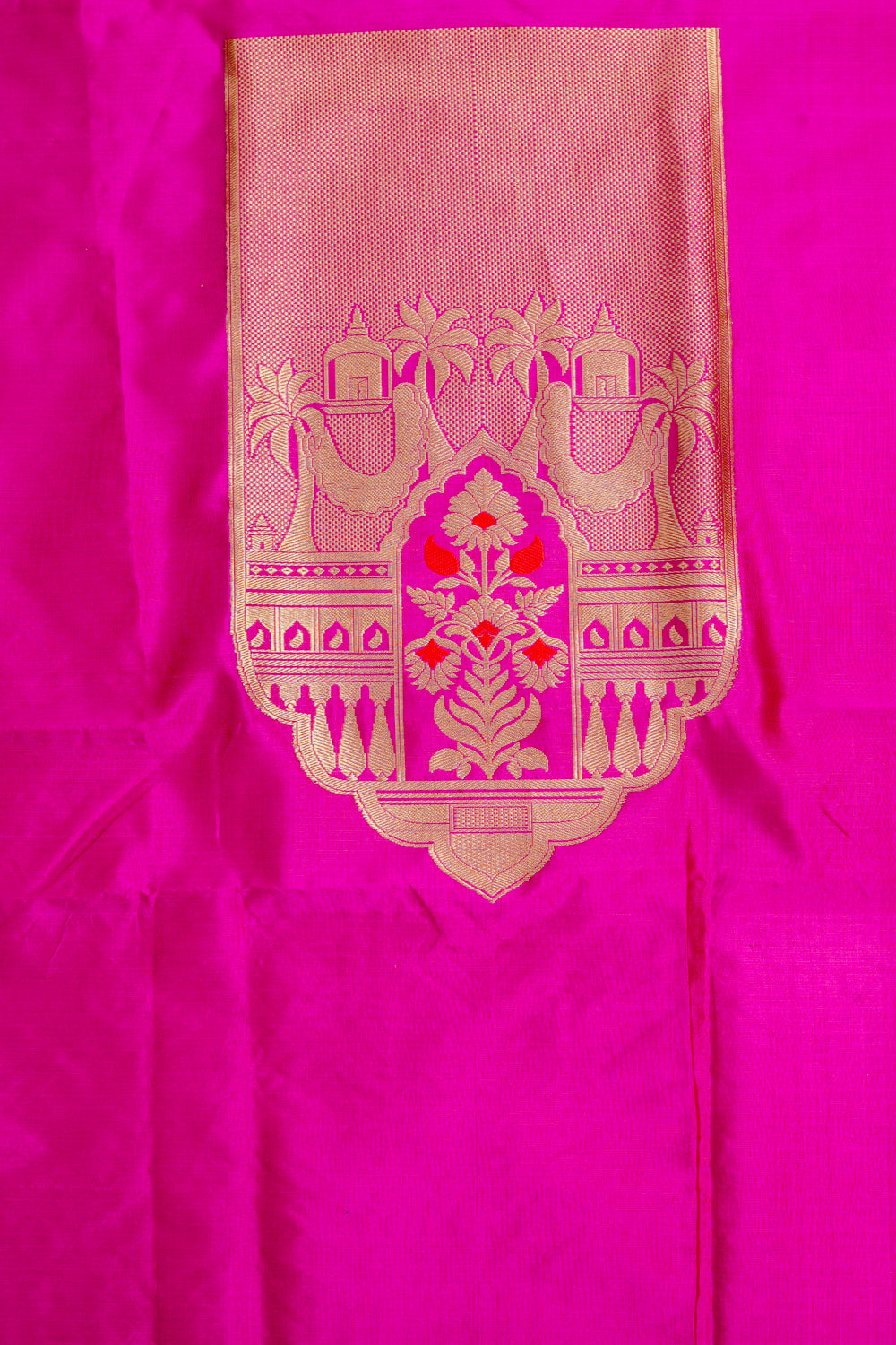 Magenta Pink Motif Katan Silk Co-Ord Set
