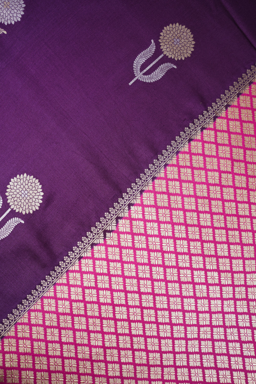 Mulberry Purple Sona Roopa Moonga Silk Handwoven Banarasi Saree