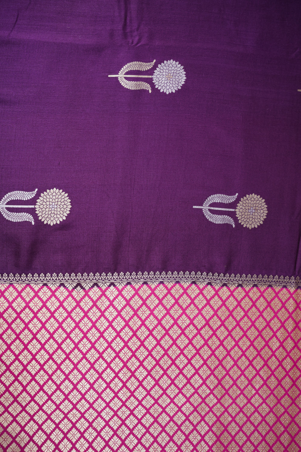 Mulberry Purple Sona Roopa Moonga Silk Handwoven Banarasi Saree