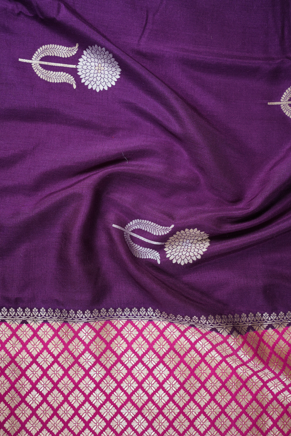 Mulberry Purple Sona Roopa Moonga Silk Handwoven Banarasi Saree