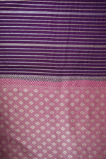 Boysenberry Purple Stripe Moonga Silk Handwoven Banarasi Saree