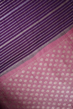 Boysenberry Purple Stripe Moonga Silk Handwoven Banarasi Saree