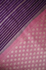 Boysenberry Purple Stripe Moonga Silk Handwoven Banarasi Saree