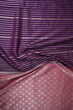 Boysenberry Purple Stripe Moonga Silk Handwoven Banarasi Saree