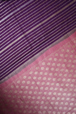 Boysenberry Purple Stripe Moonga Silk Handwoven Banarasi Saree