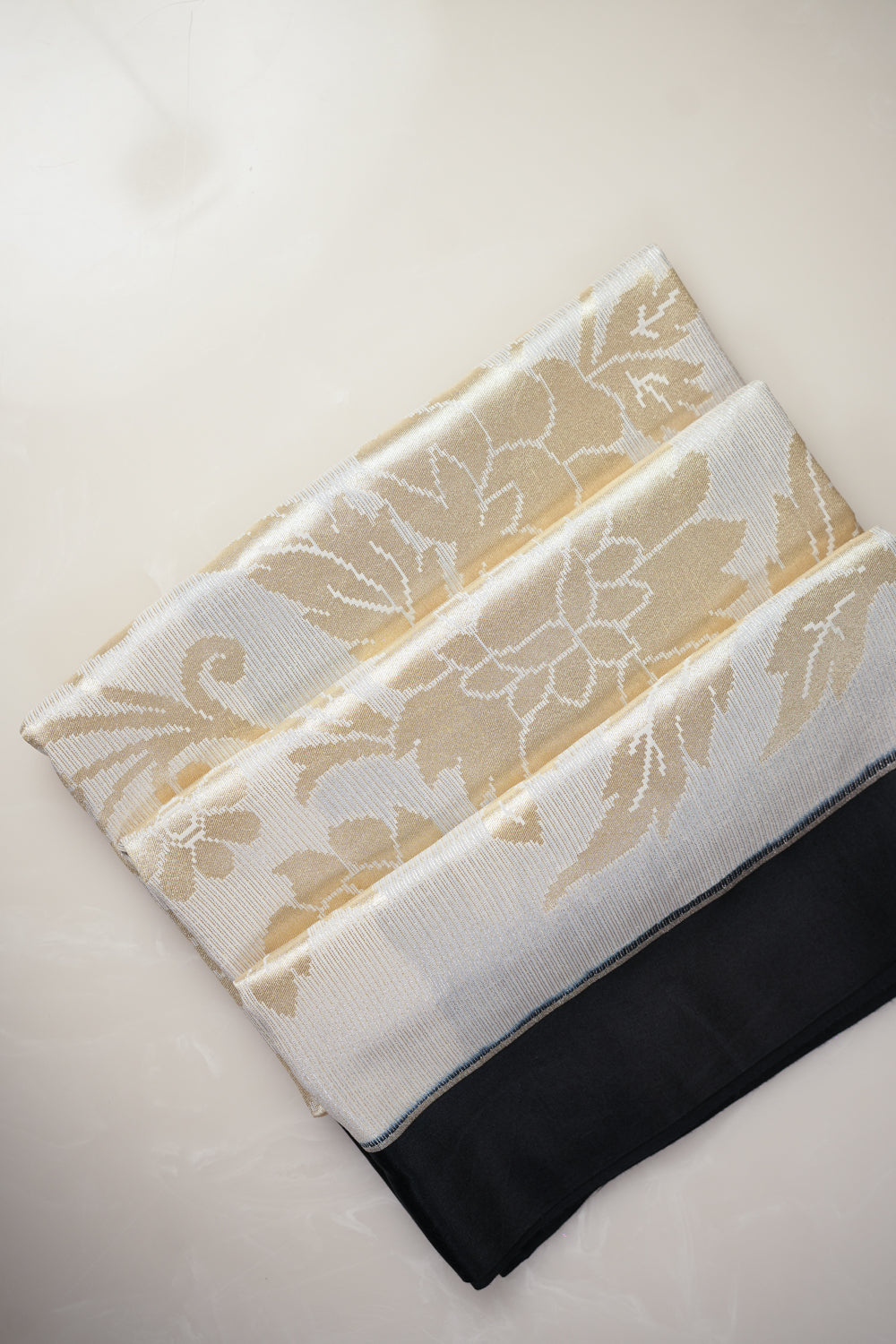 Pearl White Floral Moonga Silk Handwoven Banarasi Saree