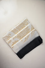 Pearl White Floral Moonga Silk Handwoven Banarasi Saree