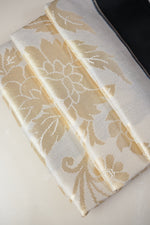 Pearl White Floral Moonga Silk Handwoven Banarasi Saree