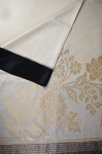Pearl White Floral Moonga Silk Handwoven Banarasi Saree