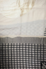 Linen White Geometric Moonga Silk Handwoven Banarasi Saree
