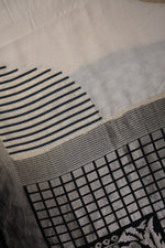 Linen White Geometric Moonga Silk Handwoven Banarasi Saree