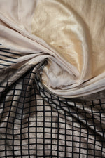 Linen White Geometric Moonga Silk Handwoven Banarasi Saree
