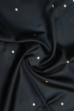 Jet Black Motif Katan Silk Handwoven Banarasi Saree