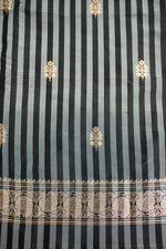Midnight Black Stripe Mashru Silk  Handwoven Banarasi Suit