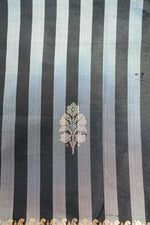 Midnight Black Stripe Mashru Silk  Handwoven Banarasi Suit