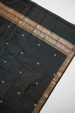 Midnight Black Stripe Mashru Silk  Handwoven Banarasi Suit