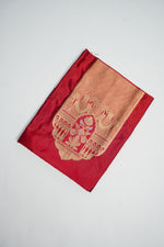 Crimson Red Motif Katan Silk Co-Ord Set