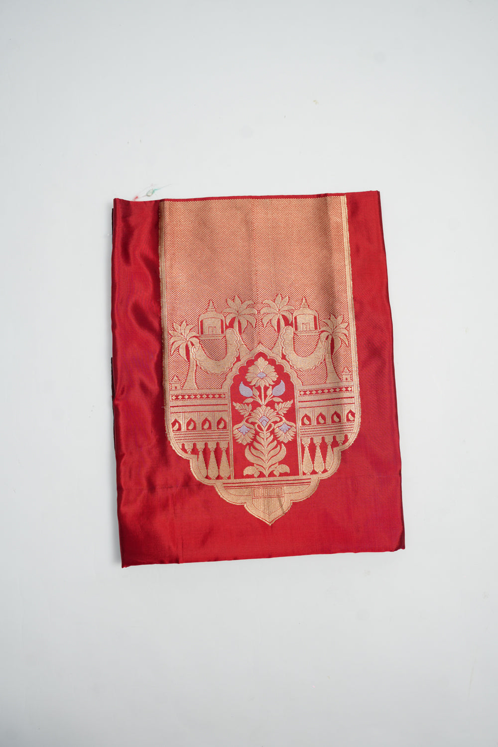 Crimson Red Motif Katan Silk Co-Ord Set