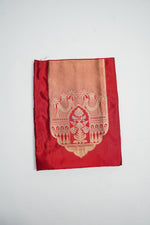 Crimson Red Motif Katan Silk Co-Ord Set