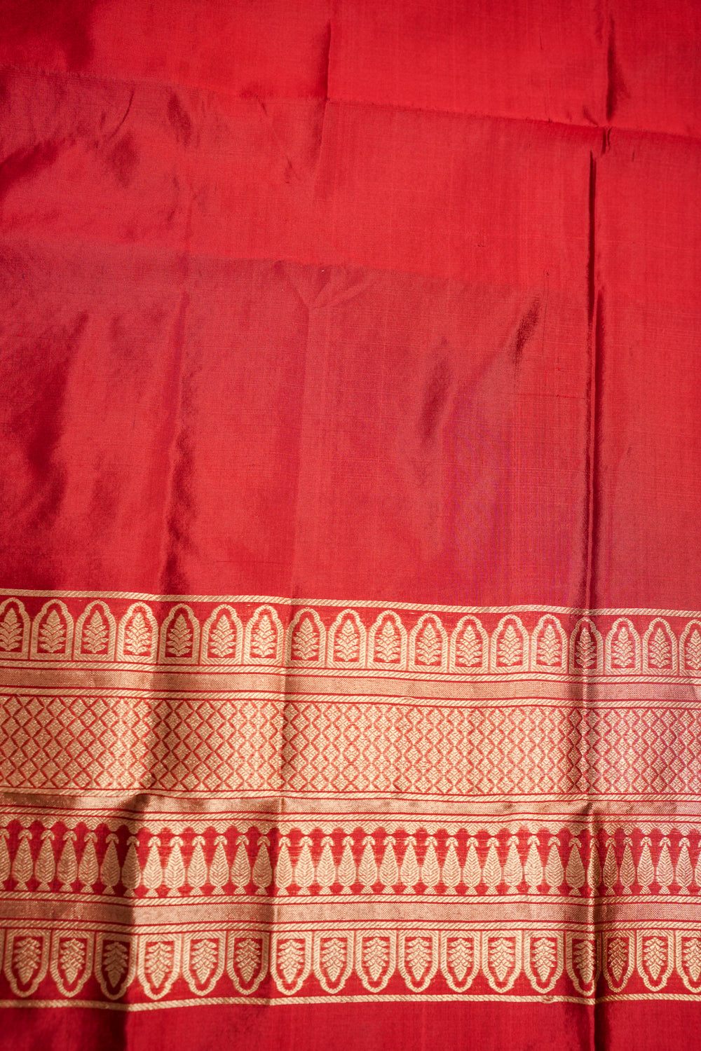 Crimson Red Motif Katan Silk Co-Ord Set