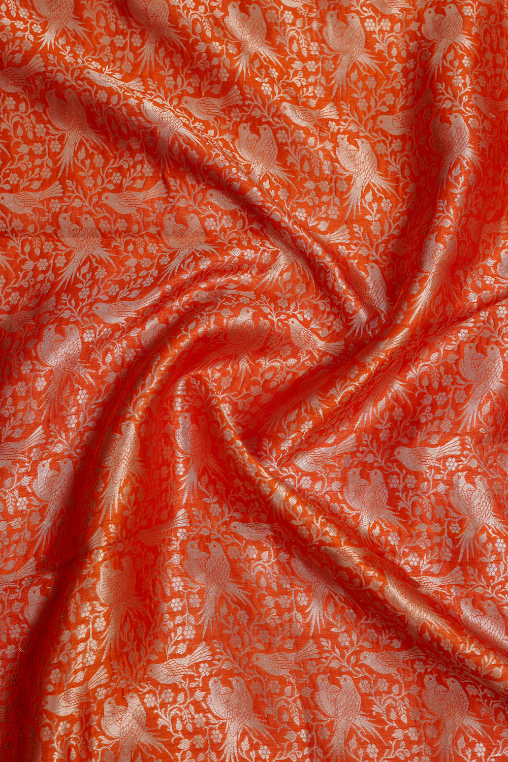 Fire Orange Brocade Katan Silk Handwoven Banarasi Suit