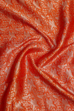 Fire Orange Brocade Katan Silk Handwoven Banarasi Suit