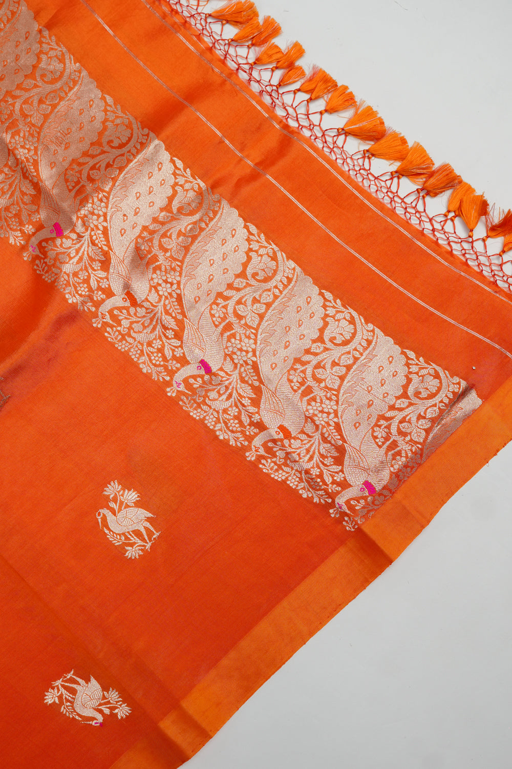 Fire Orange Brocade Katan Silk Handwoven Banarasi Suit