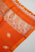 Fire Orange Brocade Katan Silk Handwoven Banarasi Suit