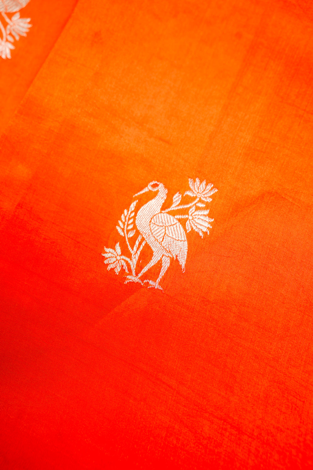 Fire Orange Brocade Katan Silk Handwoven Banarasi Suit
