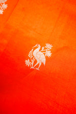 Fire Orange Brocade Katan Silk Handwoven Banarasi Suit