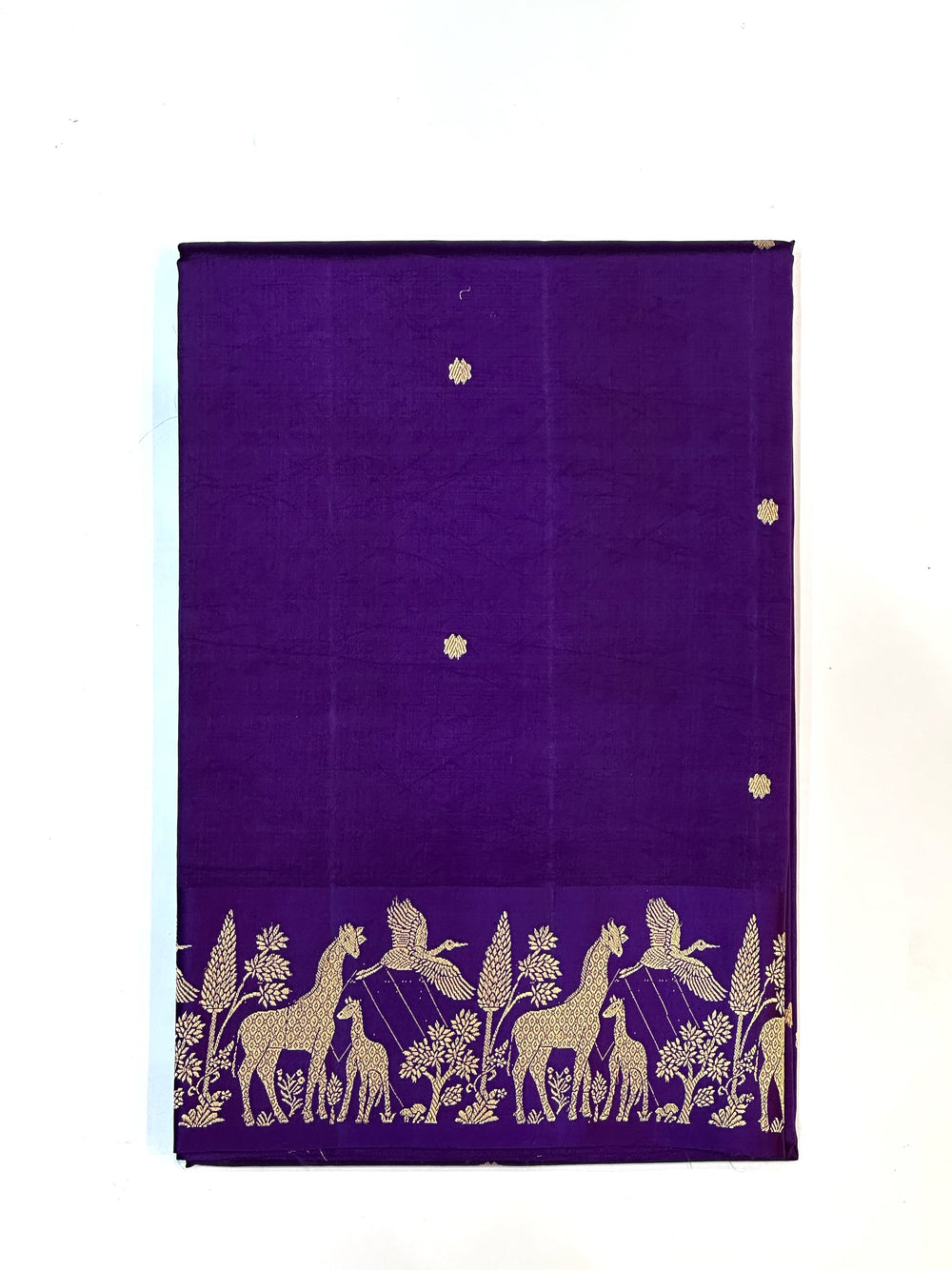 Deep Purple Motif Katan Silk Handwoven Banarasi Saree
