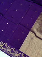 Deep Purple Motif Katan Silk Handwoven Banarasi Saree