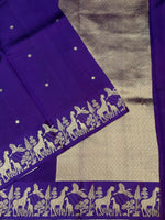 Deep Purple Motif Katan Silk Handwoven Banarasi Saree