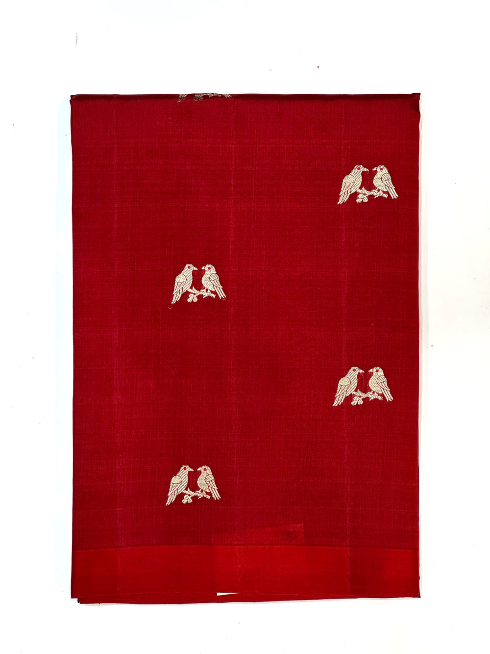 Cherry Red Motif Katan Silk Handwoven Banarasi Saree