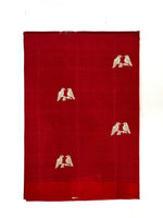 Cherry Red Motif Katan Silk Handwoven Banarasi Saree