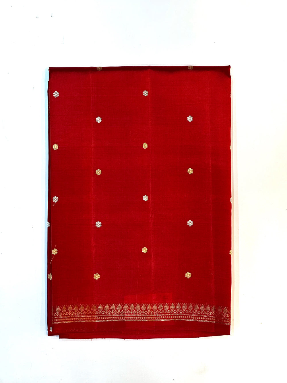 Crimson Red Sona Roopa Katan Silk Handwoven Banarasi Saree