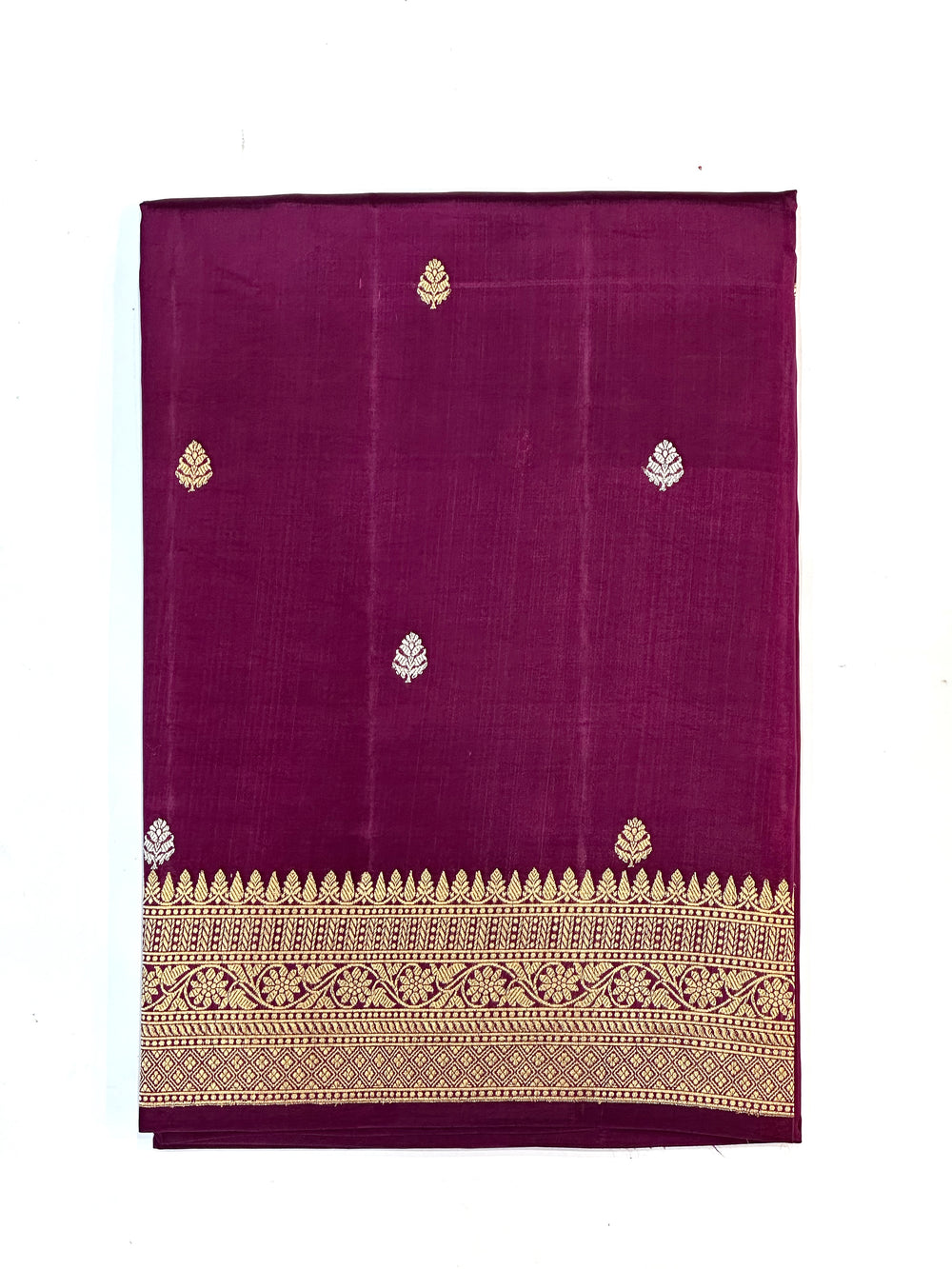 Boysenberry Purple Motif Katan Silk Handwoven Banarasi Saree