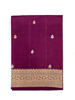 Boysenberry Purple Motif Katan Silk Handwoven Banarasi Saree