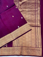Boysenberry Purple Motif Katan Silk Handwoven Banarasi Saree