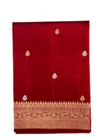 Cherry Red Motif Katan Silk Handwoven Banarasi Saree