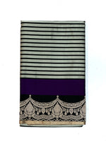 Jade Black Stripe Mashru Silk  Handwoven Banarasi Saree