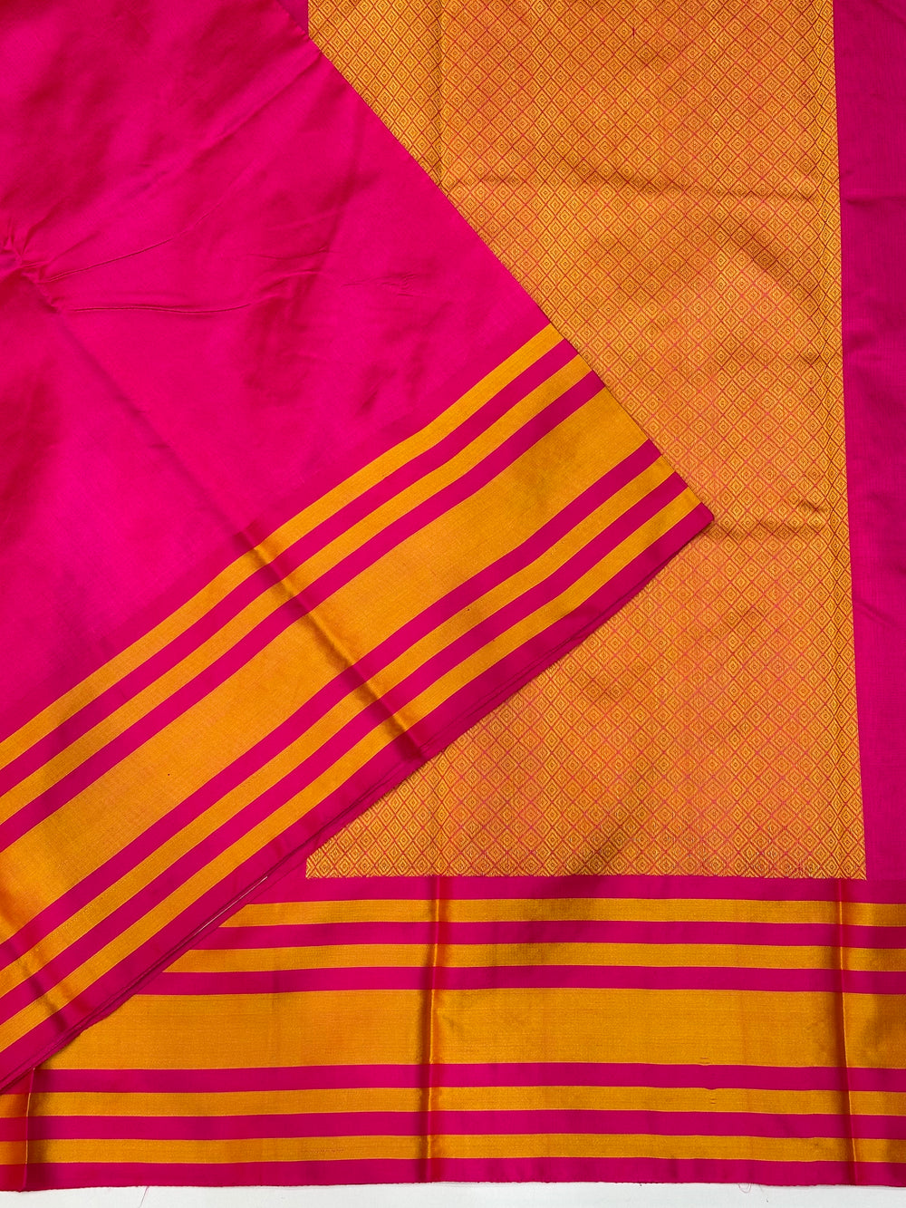 Fuschia Pink Plain Mashru Silk  Handwoven Banarasi Saree