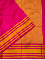 Fuschia Pink Plain Mashru Silk  Handwoven Banarasi Saree