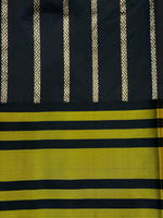 Jade Black Plain Katan Silk Handwoven Banarasi Saree