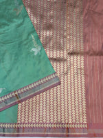 Sage Green Motif Katan Silk Handwoven Banarasi Saree