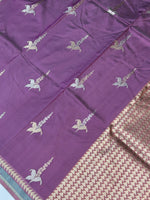 Mauve Pink Motif Katan Silk Handwoven Banarasi Saree