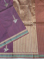 Mauve Pink Motif Katan Silk Handwoven Banarasi Saree