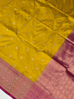 Fenugreek Yellow Motif Katan Silk Handwoven Banarasi Saree