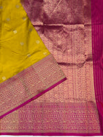 Fenugreek Yellow Motif Katan Silk Handwoven Banarasi Saree