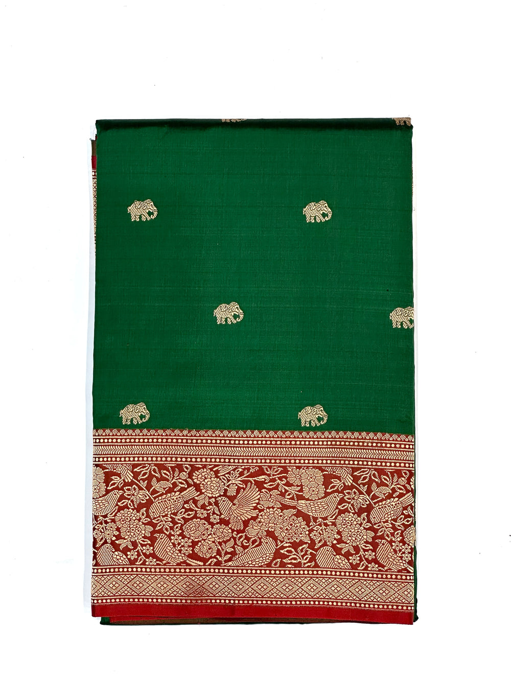 Emerald Green Motif Katan Silk Handwoven Banarasi Saree